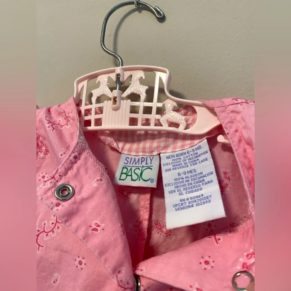 Vintage Pink Bubble Romper Cottagecore Gingham Ruffles Baby Girl Western Boho - Picture 5 of 10